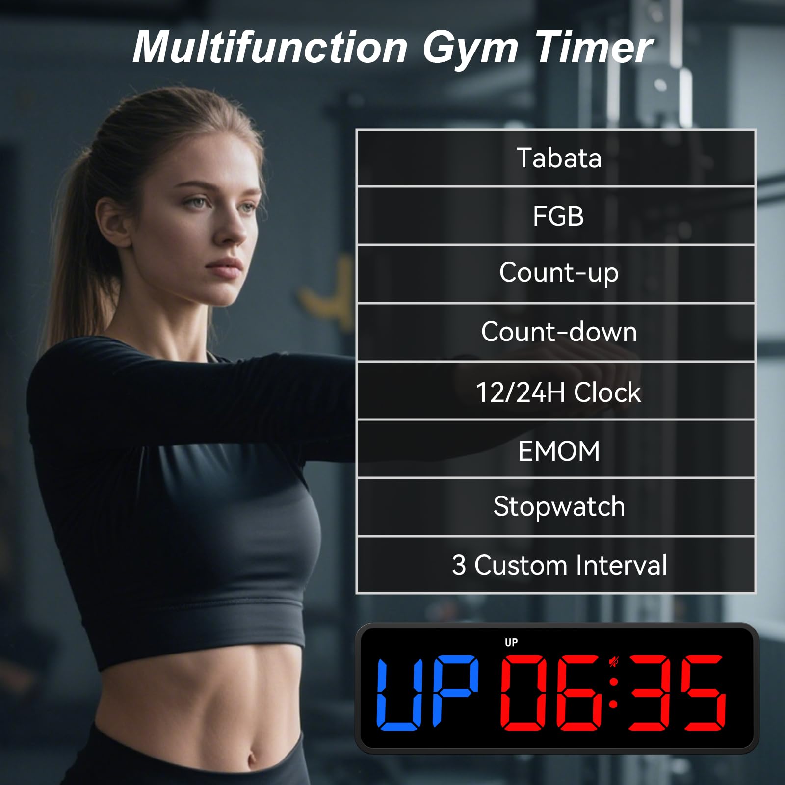 Acedeck Portable Gym Timer Clock: Fitness Digital Clock with Strong Magnet