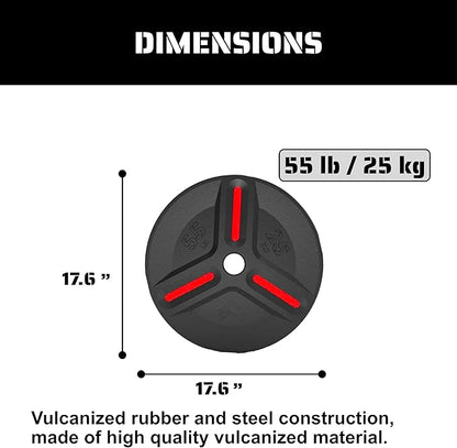 Cast Iron Plate Weights by Tribe WOD- Gym Weights for Men and Women, Cast Iron Plate Weights 1 of 2, Rubber and Steel Weights for Lifting (1 Plate)