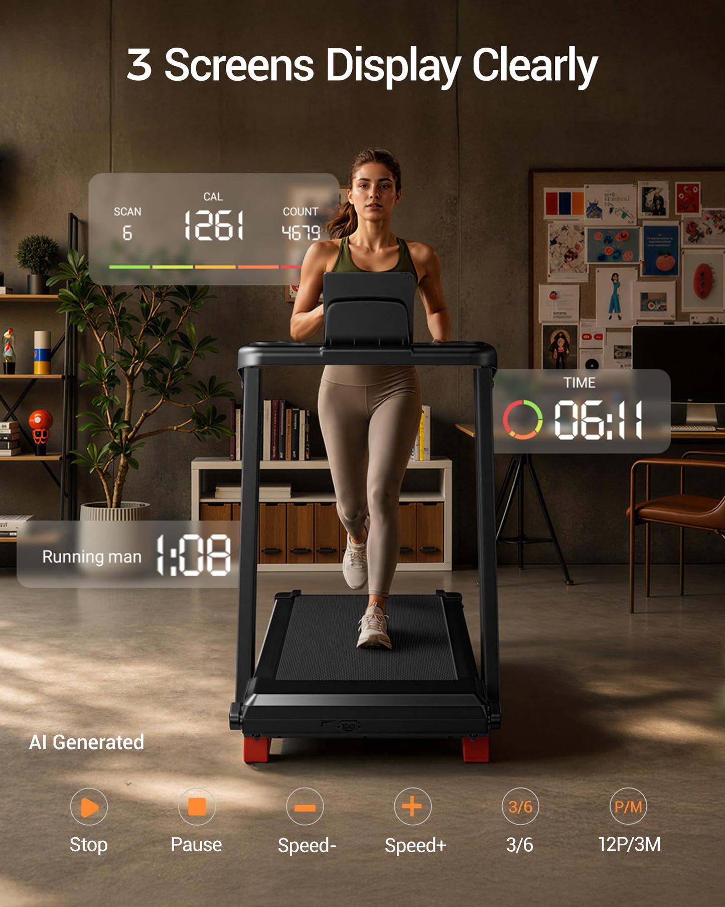 16% Incline Treadmills for Home, Foldable Treadmill with Incline