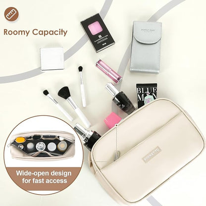 FIORETTO Womens Gym Tote Duffle Bag with Toiletry Bag, Sports Duffel Overnight Hospital Workout Carry on Bag for Girls with Wet Pocket & Shoe Compartment, Ideal for Travel, Swimming, Beige & Brown