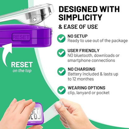 3D Pedometer for Walking, Simple Step Counter with Large Digital Display, Step Tracker with Removable Clip Lanyard, Accurately Track Steps for Men Women Kids Adults Seniors