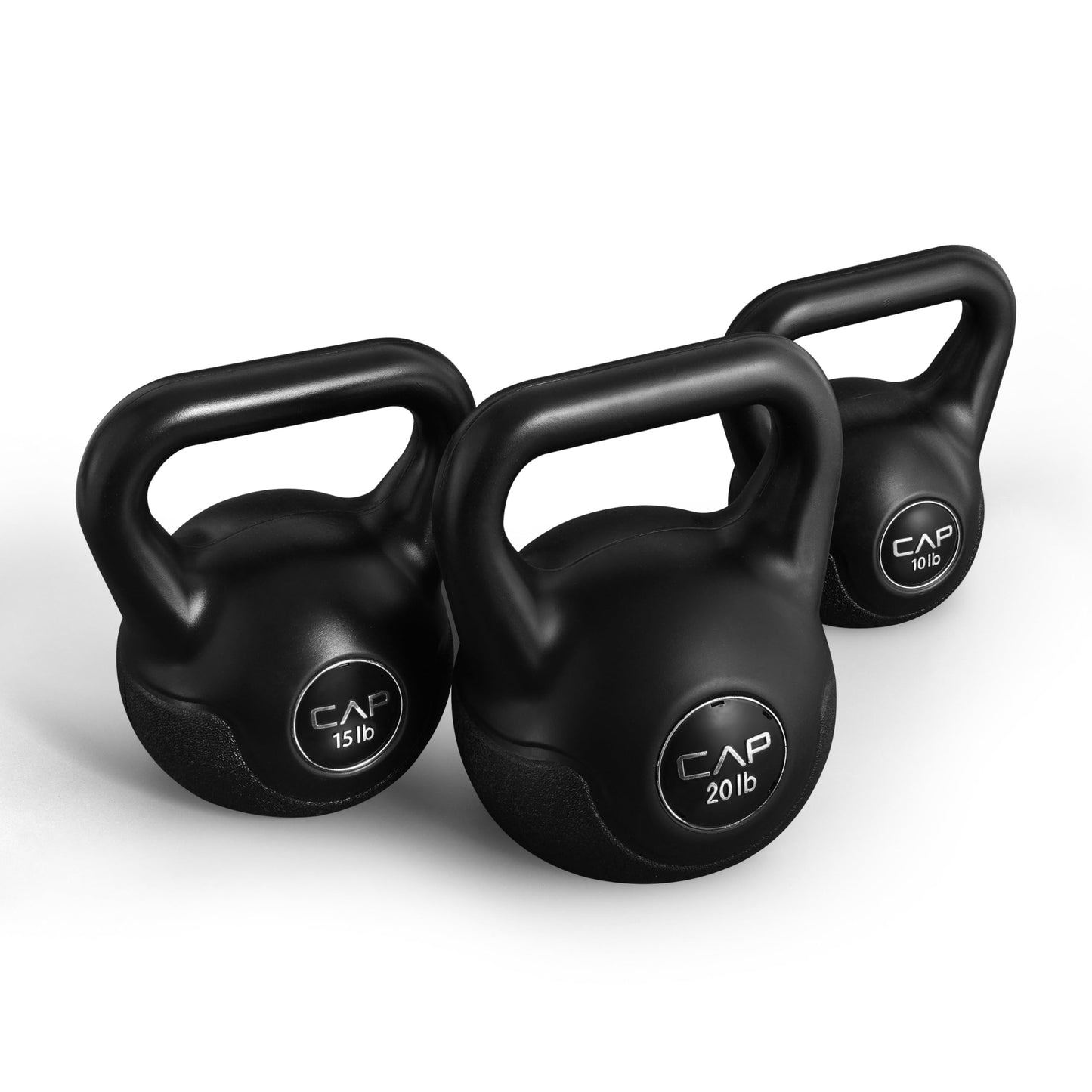 CAP Barbell 45 LB Cement Kettlebell Set – 10 lb, 15 lb & 20 lb Vinyl-Coated Kettlebells for
