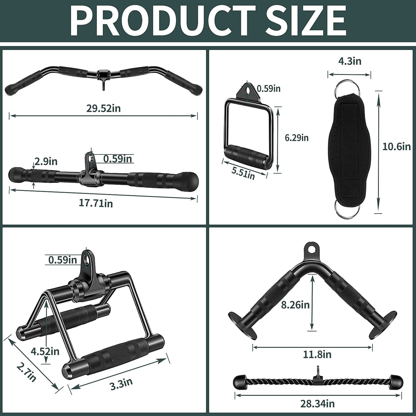 WNOEY Cable Machine Attachment, Cable Attachments for Gym, Gym Cable Attachments, Cable Machine