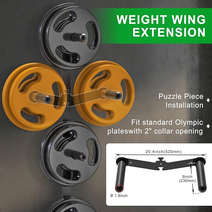 "Kipika Weight Plate Storage Rack - Wall Mounted Weight Plate Holder with Durable Steel Construction Organizer for Olympic Plates, 1000lb Capacity, Space-Saving for Home Gym"