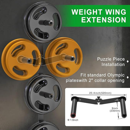 "Kipika Weight Plate Storage Rack - Wall Mounted Weight Plate Holder with Durable Steel Construction Organizer for Olympic Plates, 1000lb Capacity, Space-Saving for Home Gym"