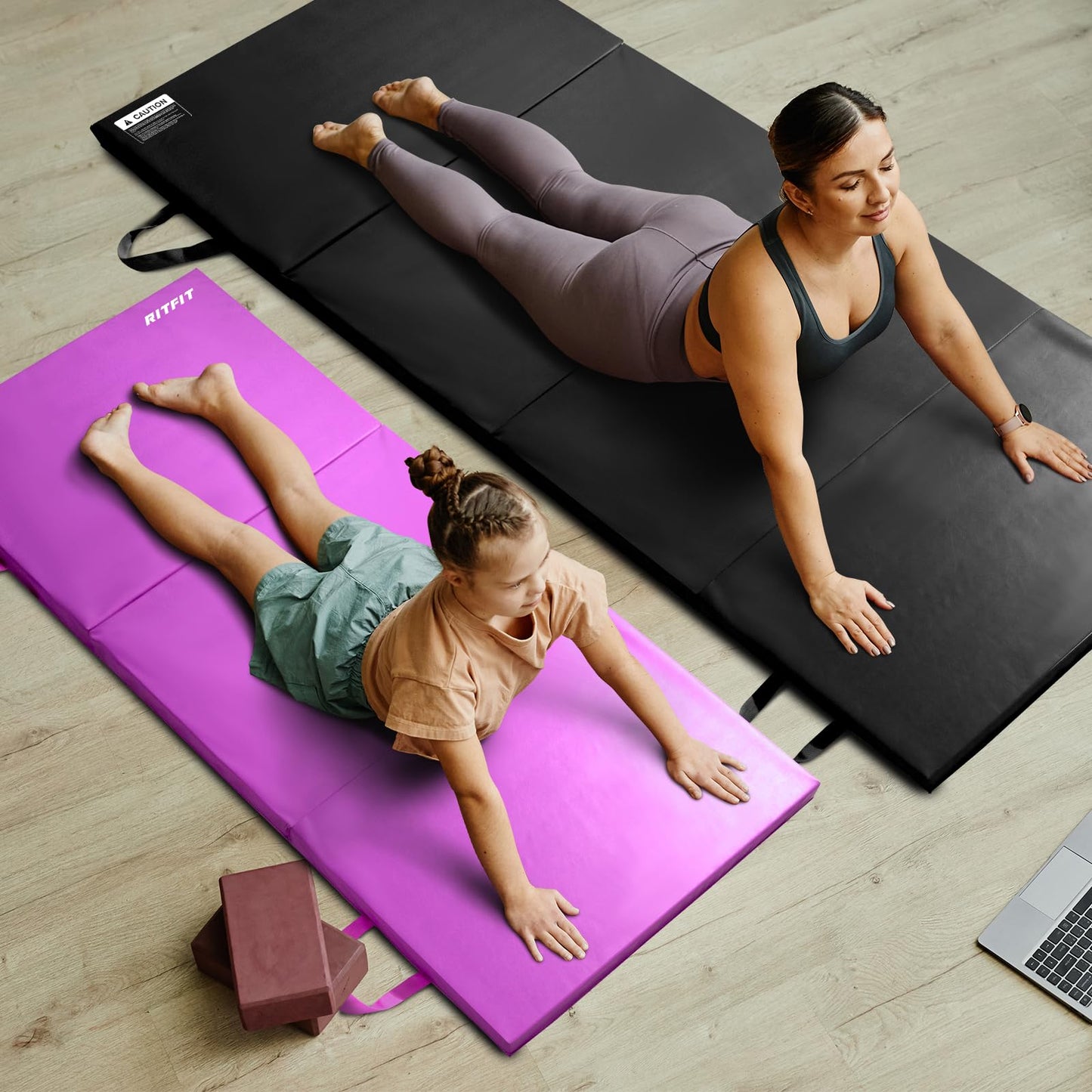RitFit Upgraded Folding Exercise Mat, 2 Inch Thick Gymnastics Mat