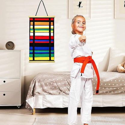 12Belts Karate Belt Display Rack with Wooden Frame,Felt Taekwondo Belt Display,Martial Art Belt Display Holder for Martial Art Learner,Easy to Use（Fashion）