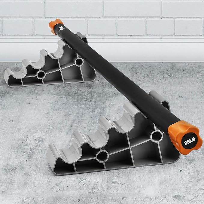 Yes4All Total Body Workout Weighted Bar, Resistance Band Bar, Racks for Strength Training, Exercise Bar for Yoga in Home and Gym - Single/Combo