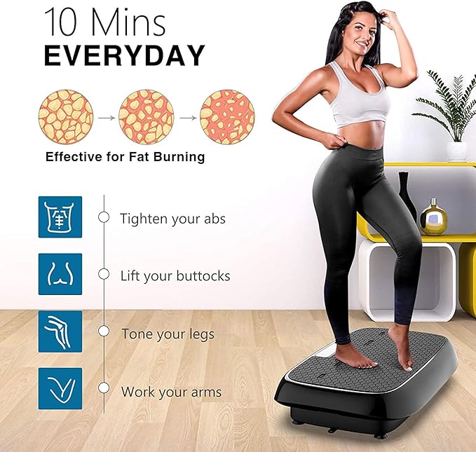 Vibration Plate Exercise Machine - Whole Body Workout Vibration Platform Lymphatic Drainage Machine for Weight Loss Home Fitness with Resistance Bands Remote