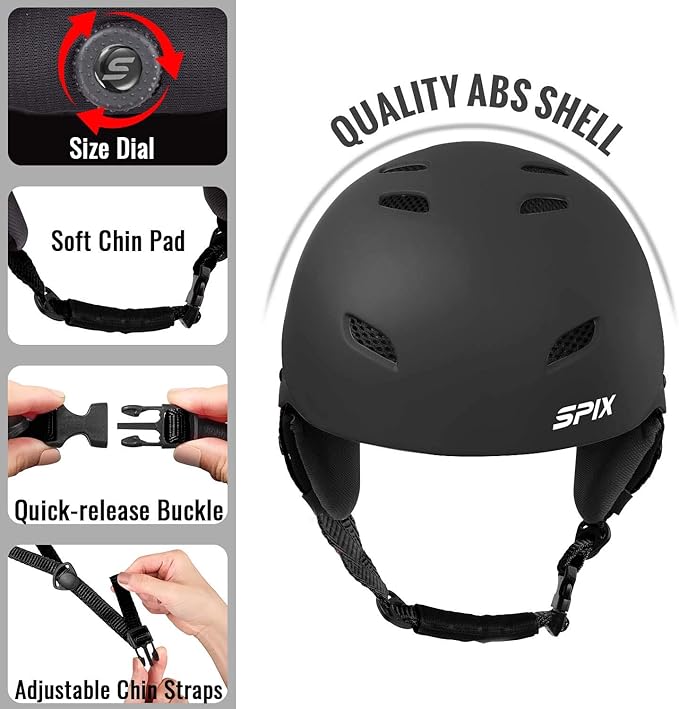 SPIX Ski Helmet Snowboard Helmet - ASTM Safety Standard Size Adjustable for Adults Youth Men and Women