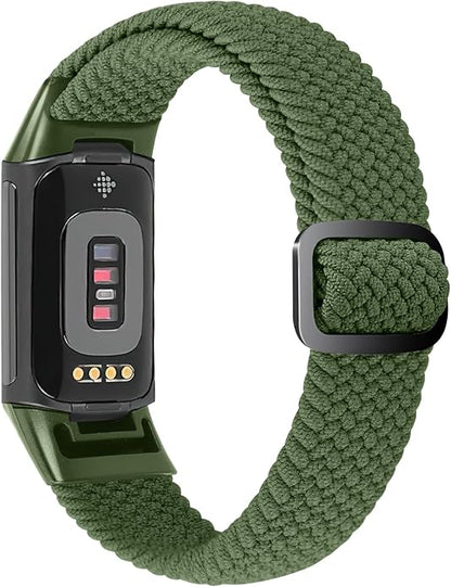 Braided Band Compatible with Fitbit Charge 6/Fitbit Charge 5, Soft Nylon Solo Loop Adjustable Replacement Wristband for Women Men