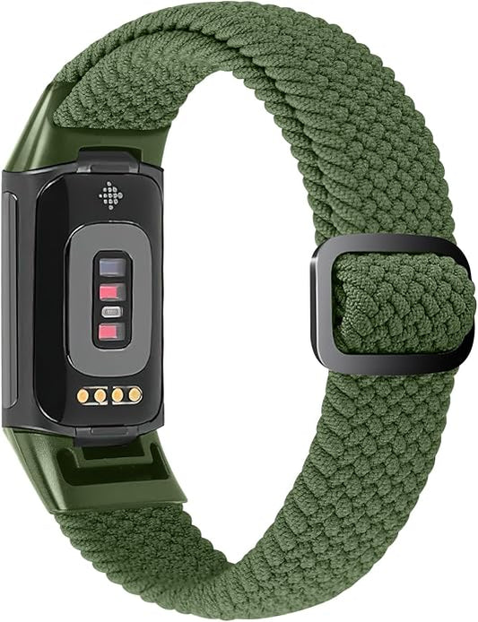 Braided Band Compatible with Fitbit Charge 6/Fitbit Charge 5, Soft Nylon Solo Loop Adjustable Replacement Wristband for Women Men
