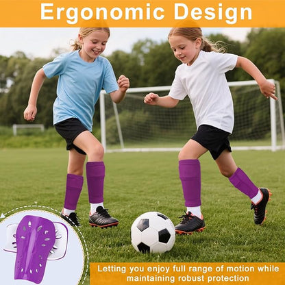 2 Pairs Shin Guards Soccer for Kids,Shin Pads Extra Lightweight Breathable Slide in Shin Guard for Football Training Match Outdoor Activities Protective Slip-in Shin Guards for Boys Girls