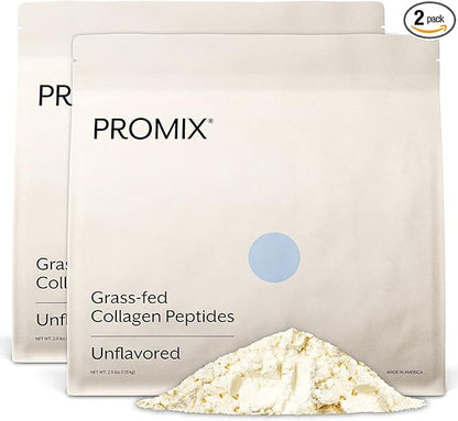 Promix Hydrolyzed Collagen Peptides - Type 1 Grass Fed Collagen, 4.7g glycine, Type 3 bioactive peptides - Unflavored - 2.5 Pound (Pack of 2)