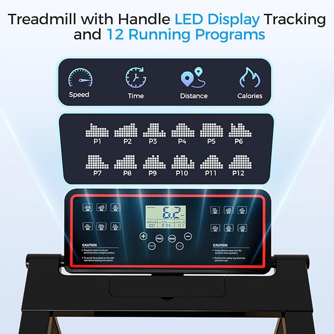 Treadmill with Handle, Treadmills for Home Samll Space, 3.0HP Portable Walking Pad with Handle, Walking Pad Treadmill with 320 LBS Capacity, Electric Compact Treadmills, Lightweight Walking Pad