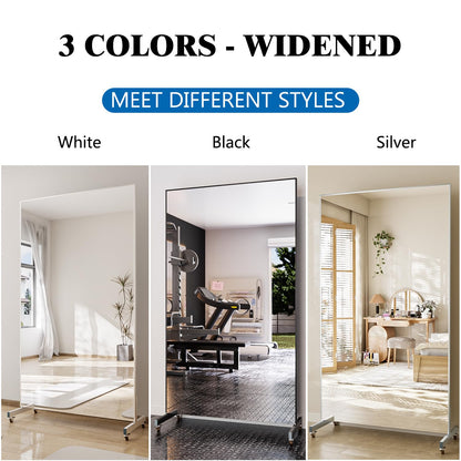 Fitcleer 71”x 39” Extra Large Full Body Floor Mirror with 360° Lockable Wheels, Super Lightweight