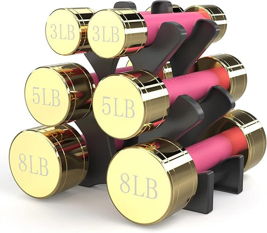 TECHNOAGE Round Dumbbell Sets with Steel Handle, Odorless Neoprene rubber Handle Cover