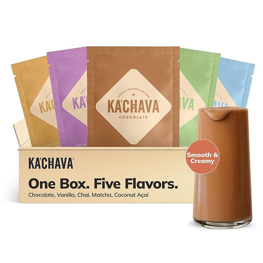 Ka?™Chava All-In-One Nutrition Shake Blend, 5 Flavor Sample Pack, 5 Servings, 85+ Superfoods &