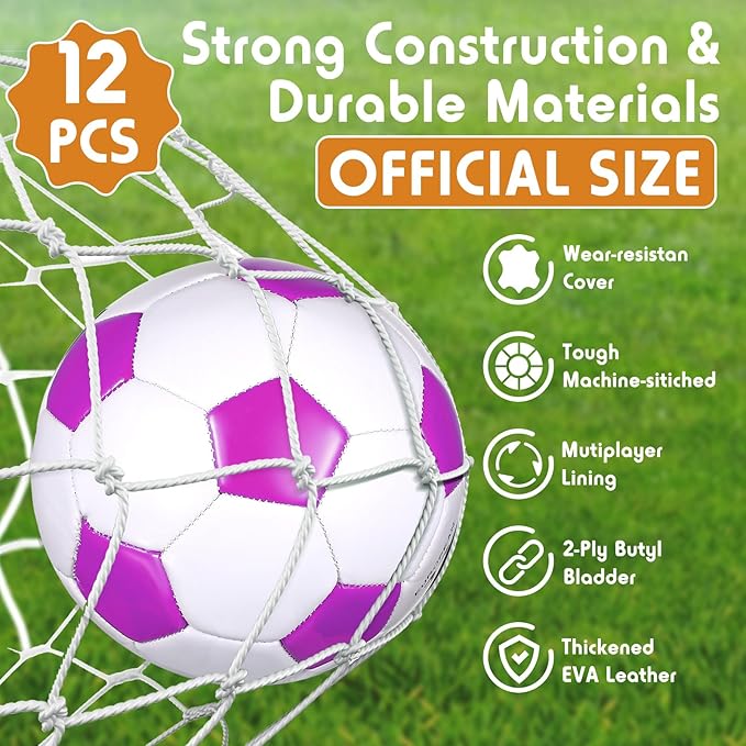 12 Set Christian Charity Donation Supplies Soccer Balls with Pumps and Drawstring Bags Soccer Training Ball Outdoor Practice for Kids Youth Adults Operation Christmas