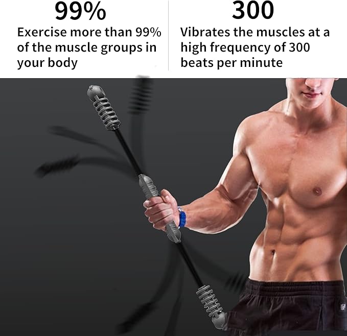 Upgraded Elastic Fitness Bar,Physical Therapy Equipment for Exercise Vibration Training,Fat Buring Workout for Yoga Pilates Sports,Abdominal Muscles Strength Exercises in Home Gym