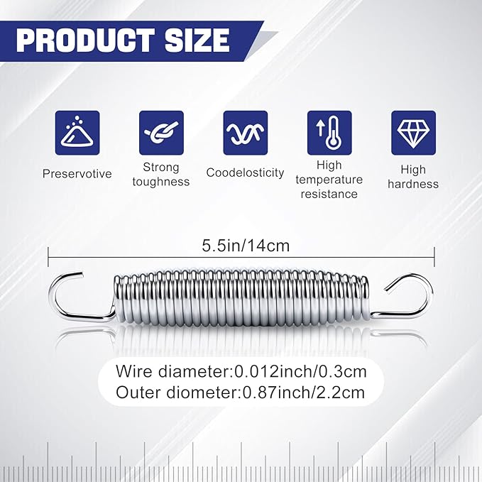 72pcs Heavy Duty Trampoline Springs Replacement Kit - 5.5 Inch Galvanized Steel Springs with Puller Tool - Compatible with Various Models of Trampoline Universal Accessories