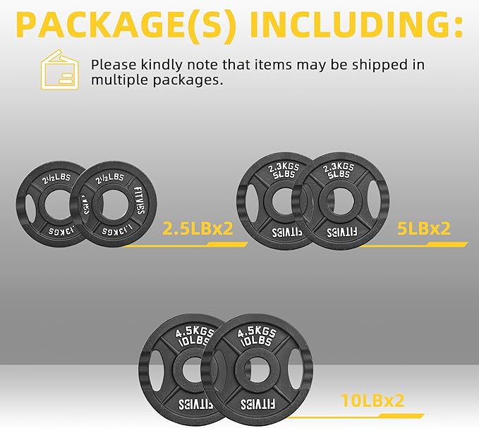 Olympic Cast Iron 2-Inch Weight Plate for Strength Training & Weightlifting, Multiple Weights Available