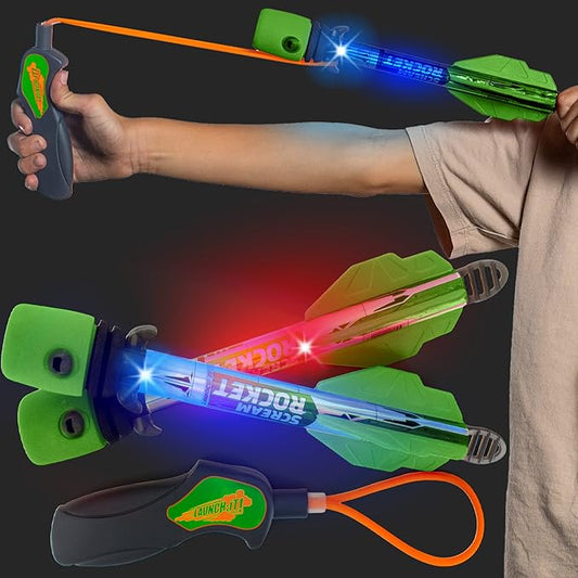 Light Up Foam Rocket Toys for Kids: Best LED Rocket Launcher Slingshot Lights Up & Makes Noise! for