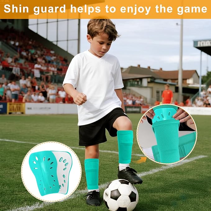 2 Pairs Shin Guards Soccer for Kids,Shin Pads Extra Lightweight Breathable Slide in Shin Guard for Football Training Match Outdoor Activities Protective Slip-in Shin Guards for Boys Girls