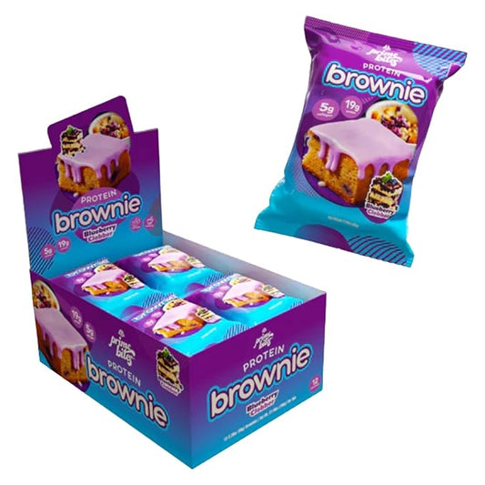 Prime Bites Protein Brownie from Alpha Prime Supplements | High Protein, Collagen Fortified Low Sugar Treat | Delicious Snack | 12 Bars per Box (Blueberry Cobbler)