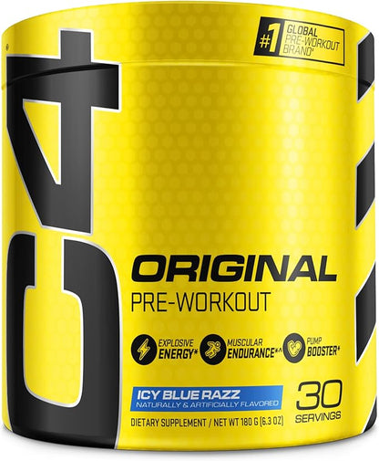 Cellucor C4 Original Pre Workout Powder ICY Blue Razz | Vitamin C for Immune Support | Sugar Free Preworkout Energy for Men & Women | 150mg Caffeine + Beta Alanine + Creatine | 30 Servings