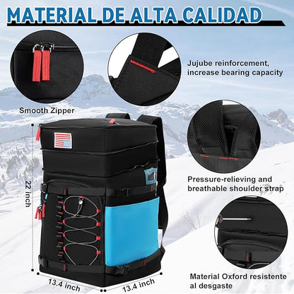 Ski Boot Bag, 65L Ski Boot Bag Backpack Large Ski Boot Travel Backpack Waterproof Ski Bag Ski Equipment Bag for Skis Snowboard & Accessories
