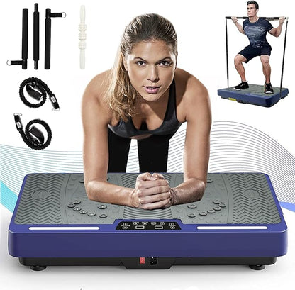 Vibration Plate Exercise Machine - Whole Body Workout Vibration Platform Lymphatic Drainage Machine for Weight Loss Home Fitness with Resistance Bands Remote