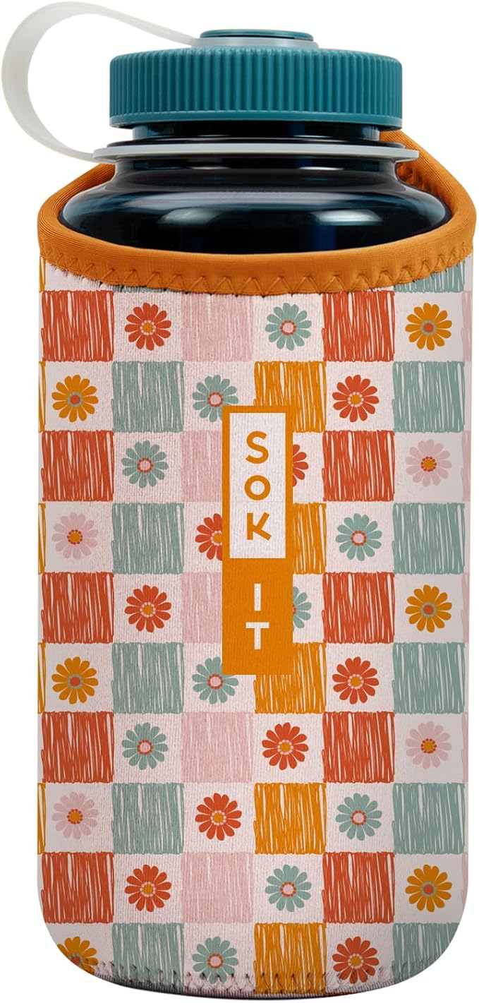 Sok It BotlSok Water Bottle Sleeve Insulated Neoprene Cover (Boho Floral, Fits 32oz Nalgene)