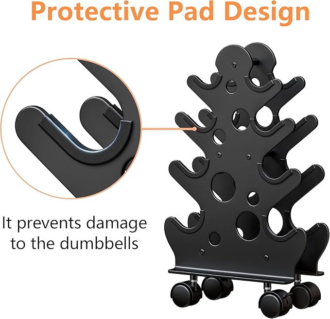 Dumbbell Rack Stand Only(Dumbbells Not Included) - Dumbbell Storage Rack with/without Wheels, Space Saver for Home Gym.