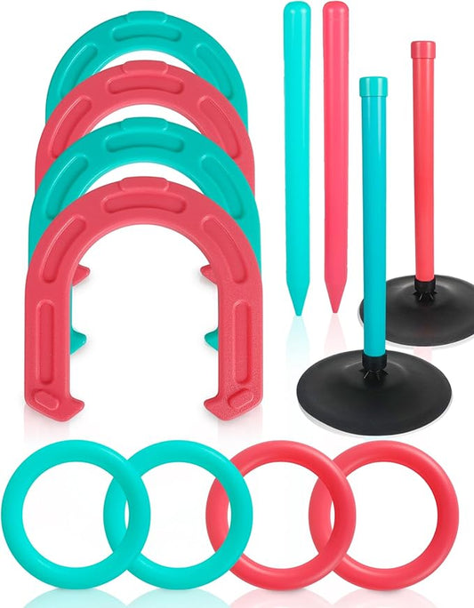 Giant Horseshoe Game Set for Adults and Family – 10" Oversized Lawn Toss Game with Jumbo