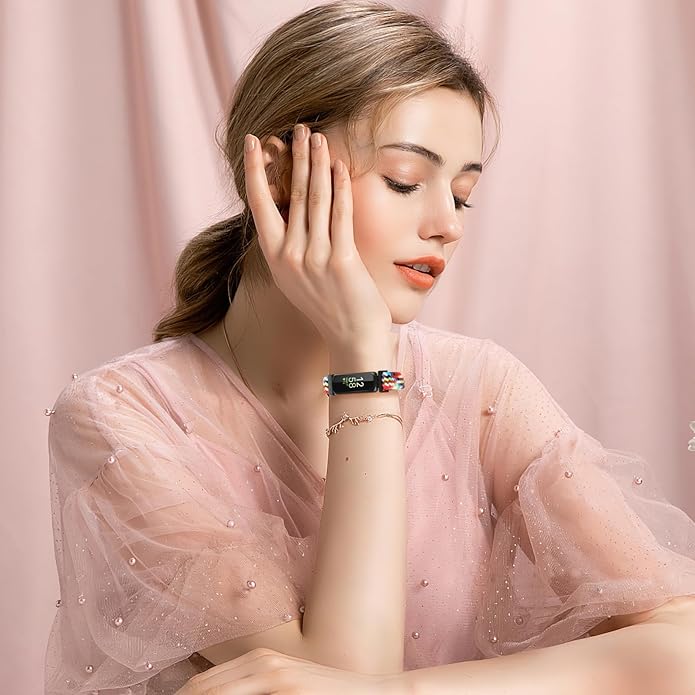 Elastic Braided Watch Band Compatible with Fitbit Inspire 3/Inspire 2/Inspire/Inspire HR/Fitbit ace 3/Ace 2, Adjustable Stretchy Strap Sport Nylon Loop Replacement Wristband for Fitbit Inspire