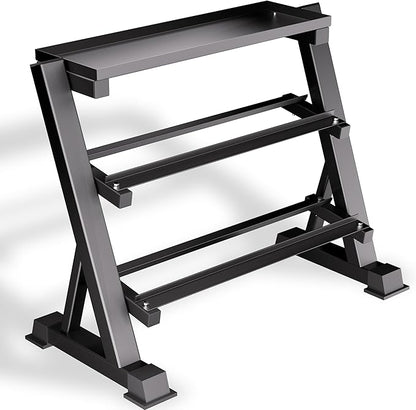 3 Tier Dumbbell Rack, 1200LBS Adjustable Weight Rack for Home Gym, Heavy Duty Dumbbell Holder for Kettlebell & Free Weights Storage Organizer, Dumbbell Rack Stand Only