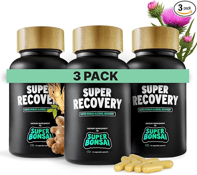 SuperBonsai Super Recovery Capsules for Post Celebration and Morning Relief - All Natural Holistic Support - 3 Capsules Taken Before Drinking and an Optional Serving After (42 Servings)