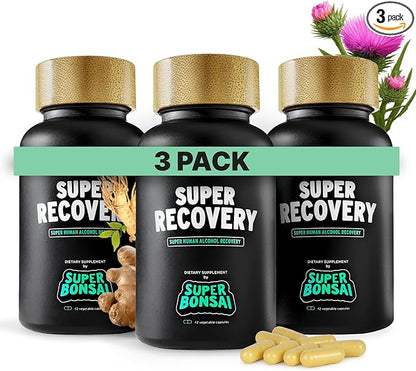 SuperBonsai Super Recovery Capsules for Post Celebration and Morning Relief - All Natural Holistic Support - 3 Capsules Taken Before Drinking and an Optional Serving After (42 Servings)