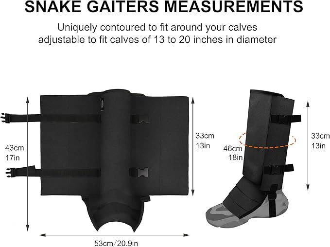 Snake Gaiters Leg Guards, Waterproof Snake Guards, Adjustable Snake Bite Protection for Lower Legs, Snake Chaps for Men&Women