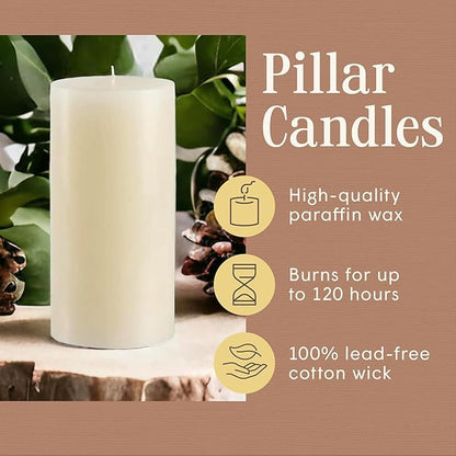 Mister Candle Dripless Vanilla Scented Ivory Pillar Candle, Hand Made Vanilla Pillar Candles with Essential Oils for Home Decor, Premium Wax, 120 Hr Burn Time