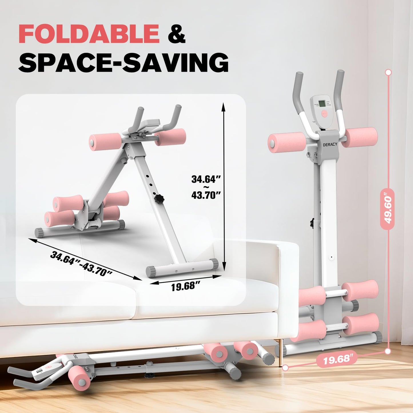 DERACY Ab Workout Machine Adjustable Ab Trainer Abdominal Trainer for Home Gym Foldable Ab Crunch