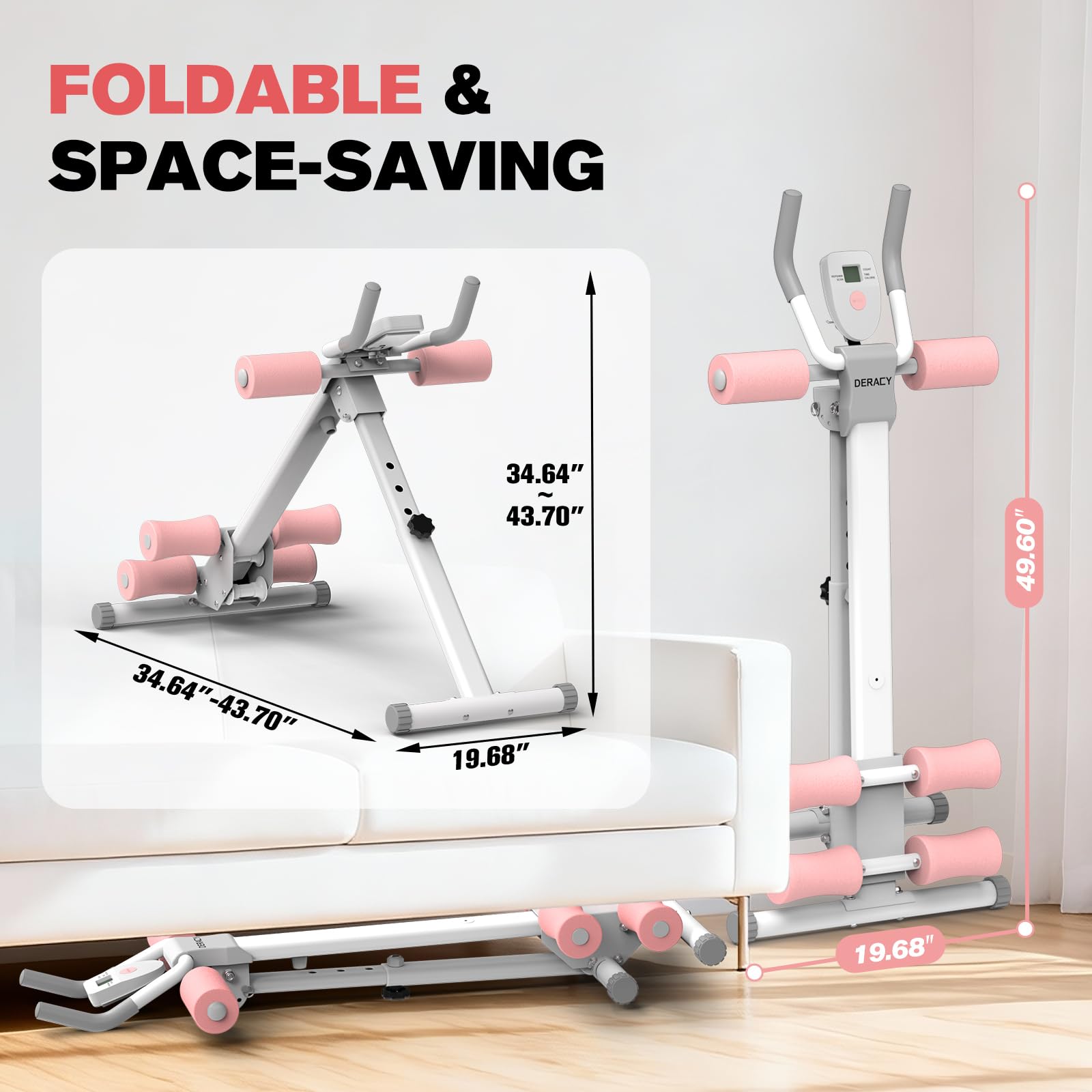 DERACY Ab Workout Machine Adjustable Ab Trainer Abdominal Trainer for Home Gym Foldable Ab Crunch