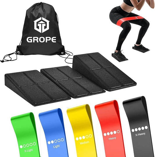 Slant Board Squat Wedge for Calf Stretchingï¼? Pcs 12" x 6.3" Foot Stretcher Balance Board for Plantar Fasciitis, Adjustable Foam Slant Board Wedge Great for Exercises