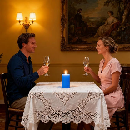 6 Packs Unscented 2.75x4 Inch Light Blue Pillar Candles, Non-Toxic Dripless Cylinder Wax Colored Candles for Home Table Holiday Party Spa Decor Emergency Power Outage