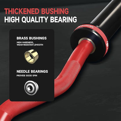 Olympic EZ Curl Barbell Bar, 400LBS Weight Capacity Olympic Curl Bar, 4ft Barbell Weight Bar with Knurled Grip for 2 Inch Weight Plates, Hip Thrusts,Squat,Biceps-Home Gym Weight Bar