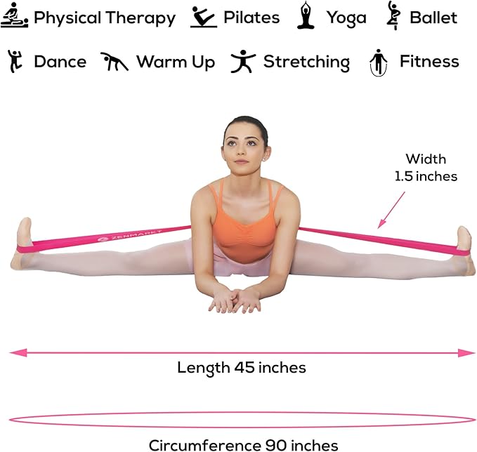 Zenmarkt Ballet Stretch Bands for Flexibility and Strength - Stretch Bands Ideal to Have as Dance Equipment in Every Competition - Suitable for Gymnastics, Cheerleading, and Pilates Training