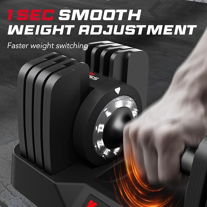 Keppi Adjustable Dumbbells Set-25lb/40lb/55lb/60lb, Anti-Slip Metal Fast Adjust Weight Handle, Exercise & Fitness for Full Body Workout - Adjustable Dumbbell Series