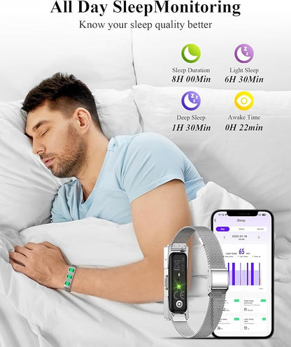 Smart Bracelet, Wearable Activity & Fitness Tracker Band, 24/7 Sleep Tracker, All-Day Continuous Heart Rate Blood Pressure Stress HRV Monitor, 170+ Sport Modes Smart Wristband with 2 Bands, Free APP