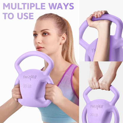Yes4All Kettlebell, Strength Training Kettlebells for Women, Wide Multi-grip Textured Handle for Home Gym Exercises & Full Body Workout, Single 5–25 lb & Set of 10-15 lb
